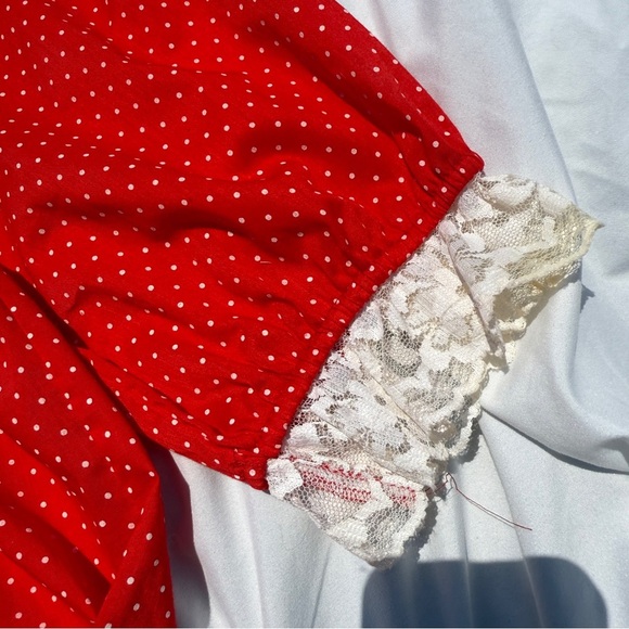 Vintage Pitchfork Brand Red Polka Dot Prairie Set – Lace Trim – L ❤️✨ - Picture 6 of 10